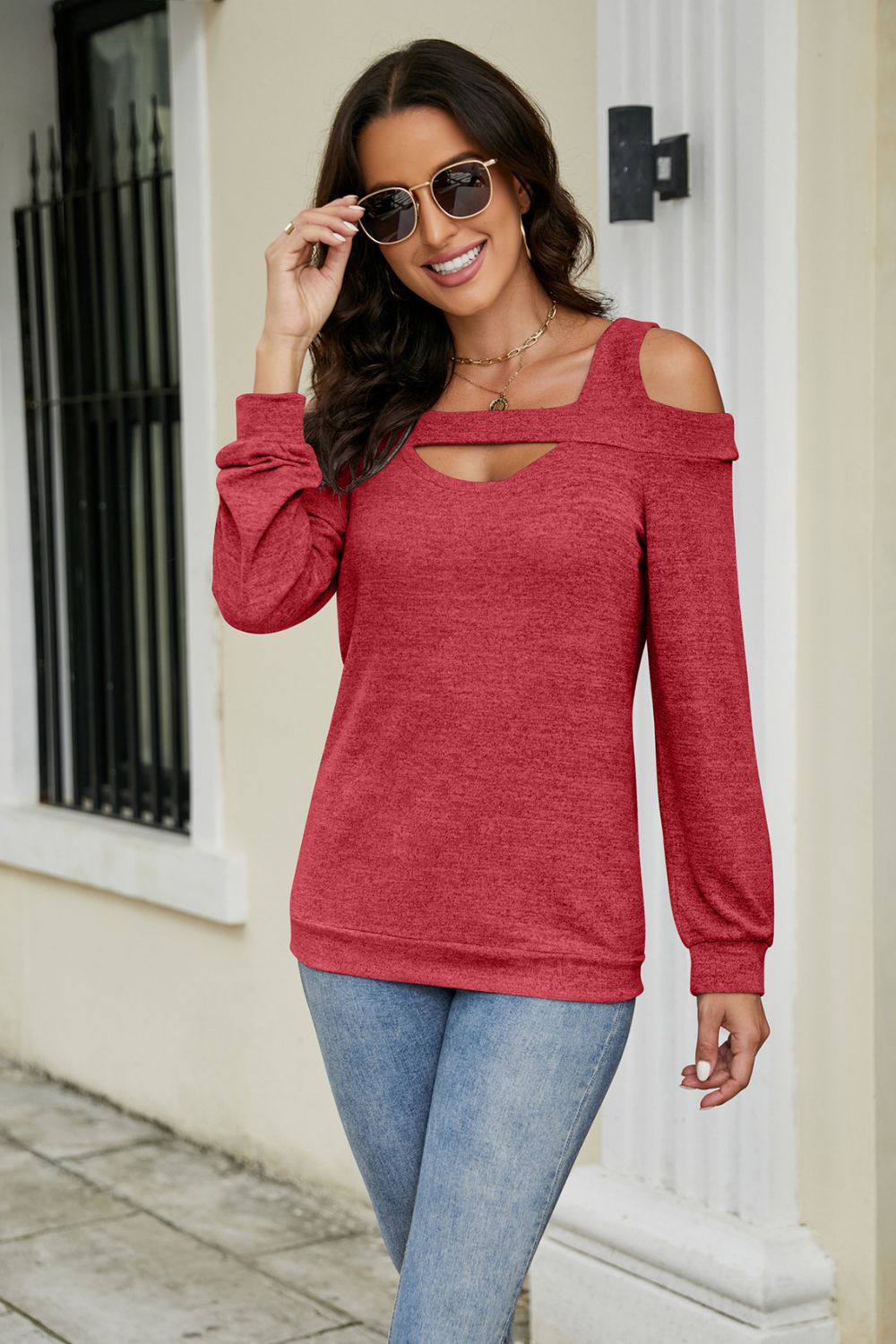 cutout cold-shoulder top