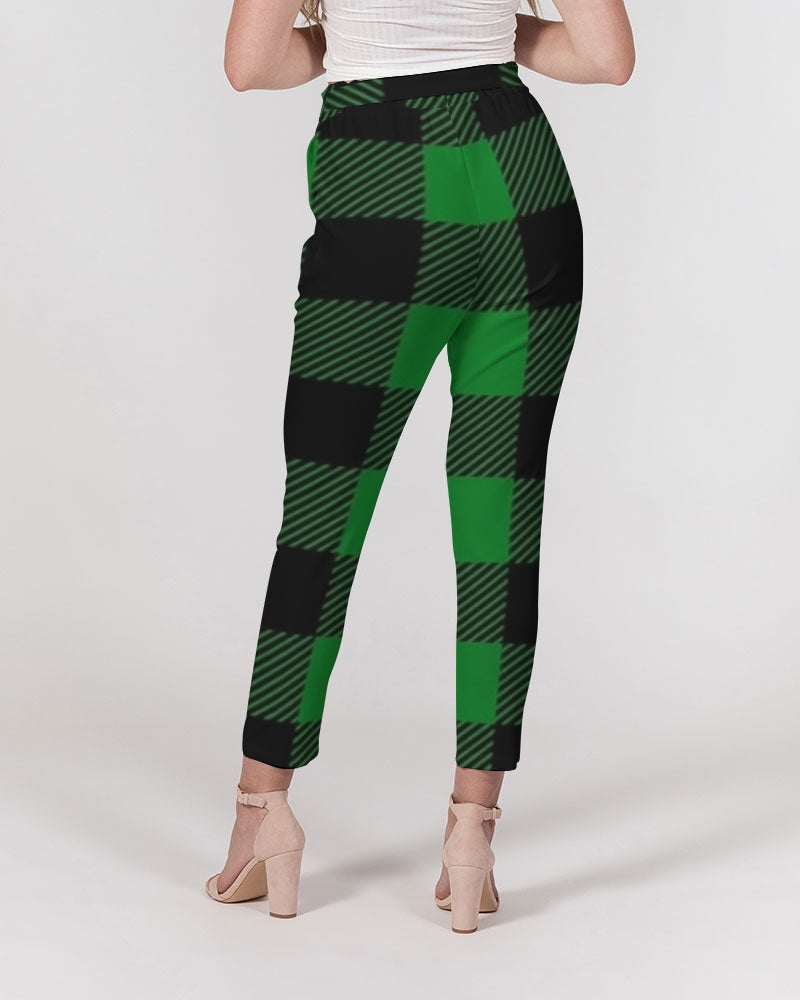 fz plaid women's belted tapered pants