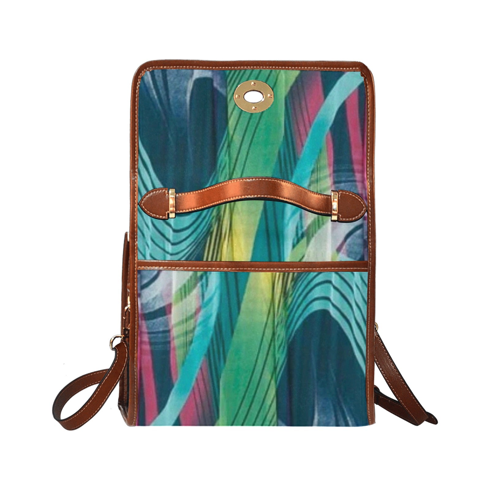 fz abstract handbag all over print waterproof canvas bag(model1641)(brown strap)