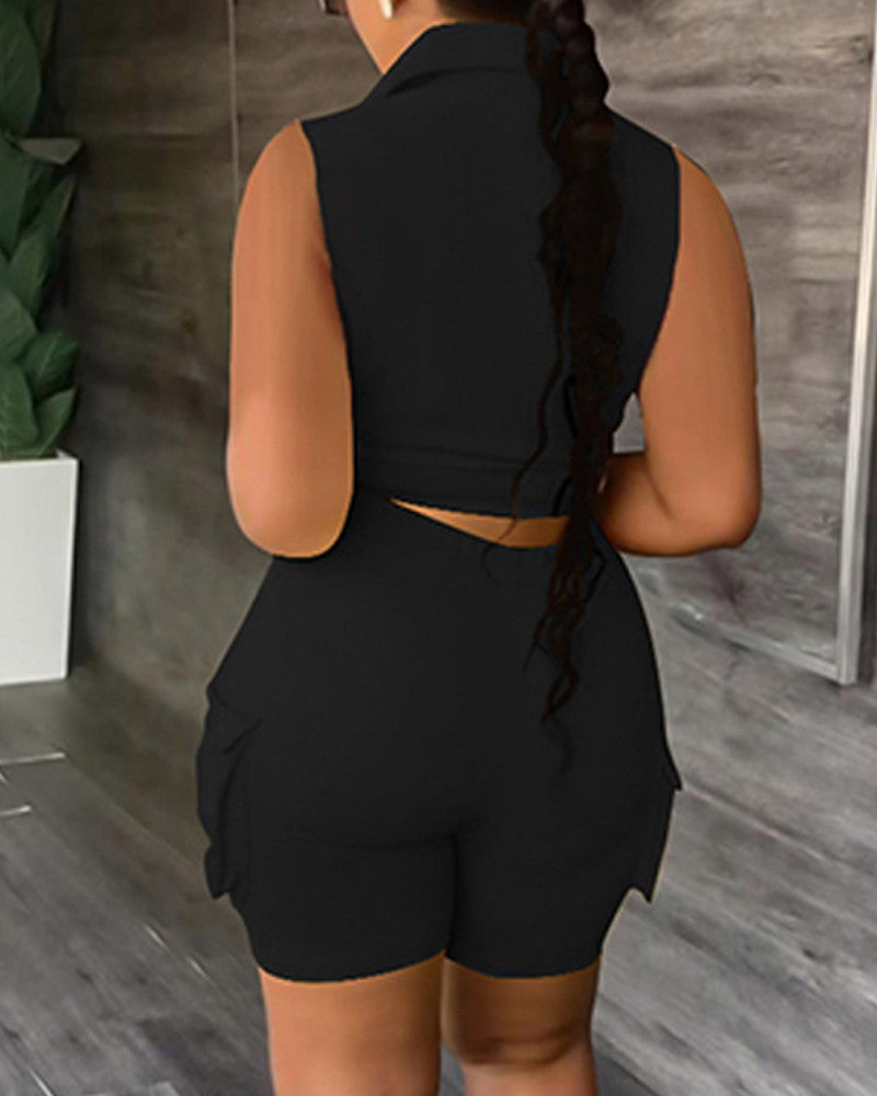 FZ Women's Buttoned Pocket Shorts Suit - FZwear