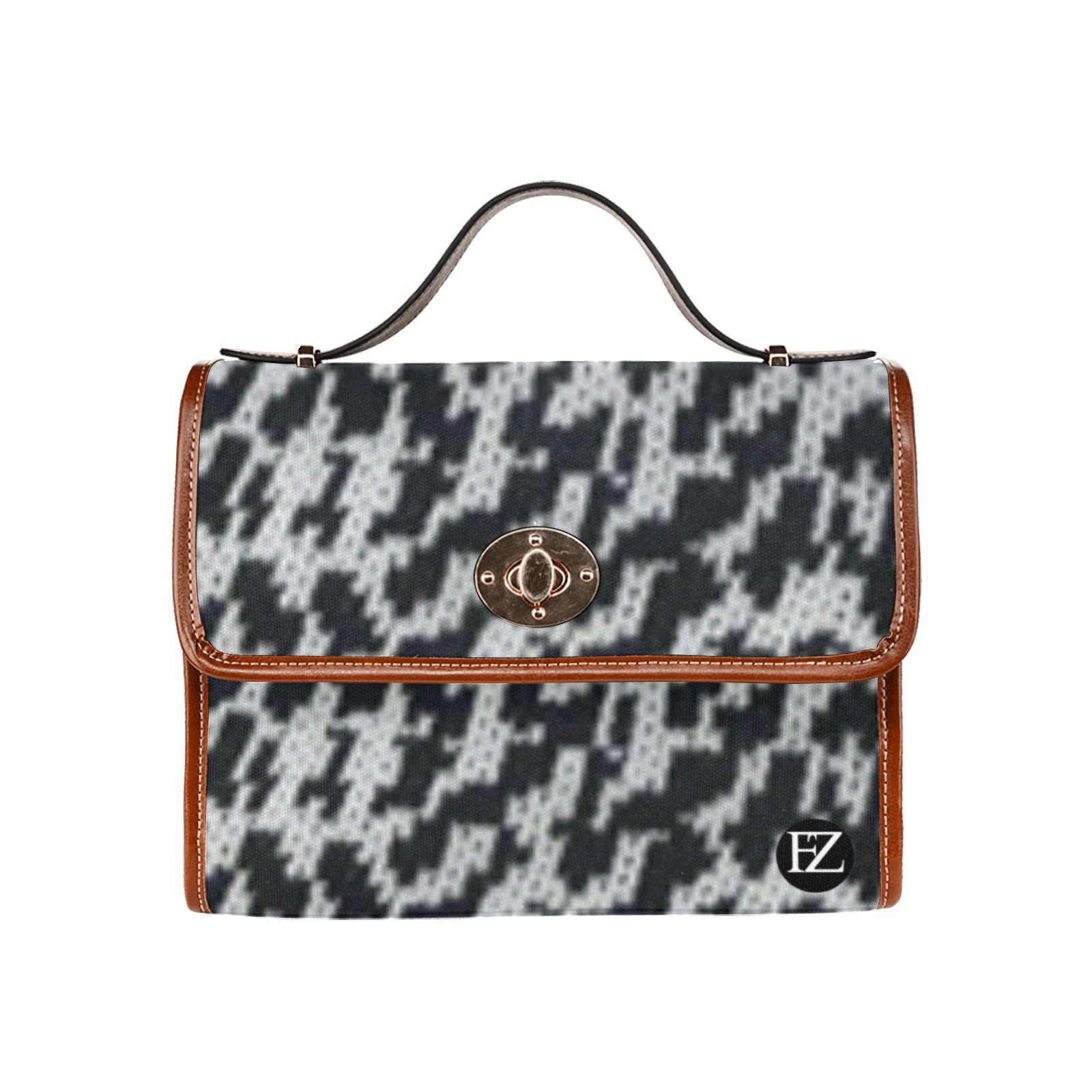 fz plaid handbag all over print waterproof canvas bag(model1641)(brown strap)