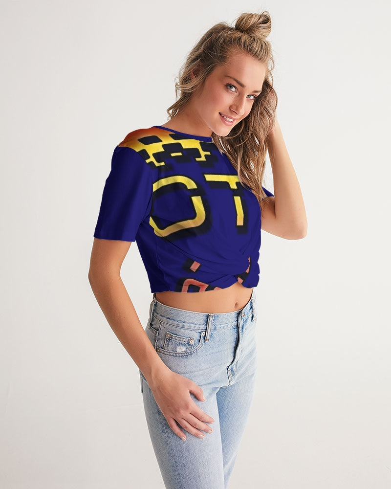 blue sea women's twist-front cropped tee