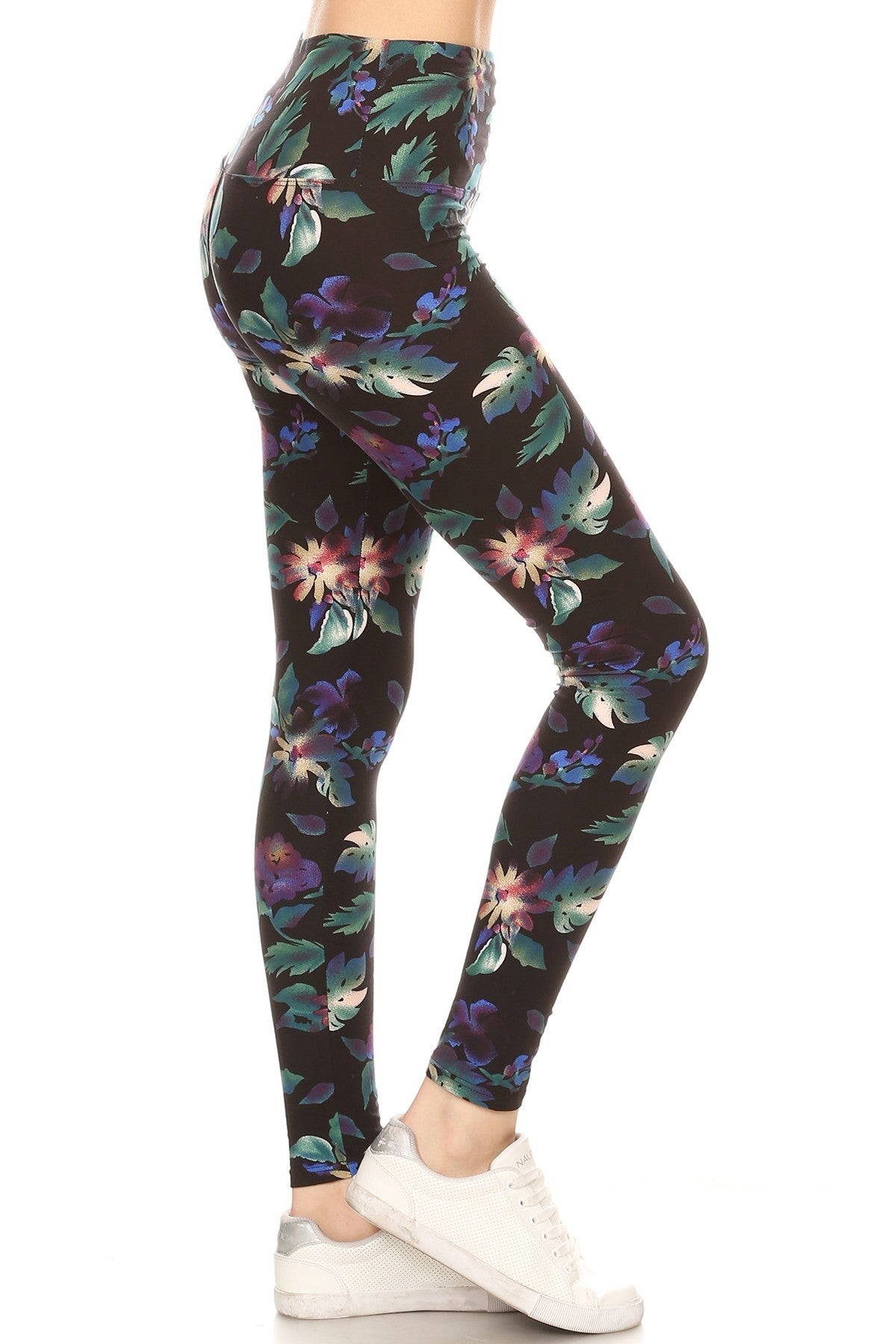 FZ Women's Banded Lined Floral Printed Knit Leggings - FZwear