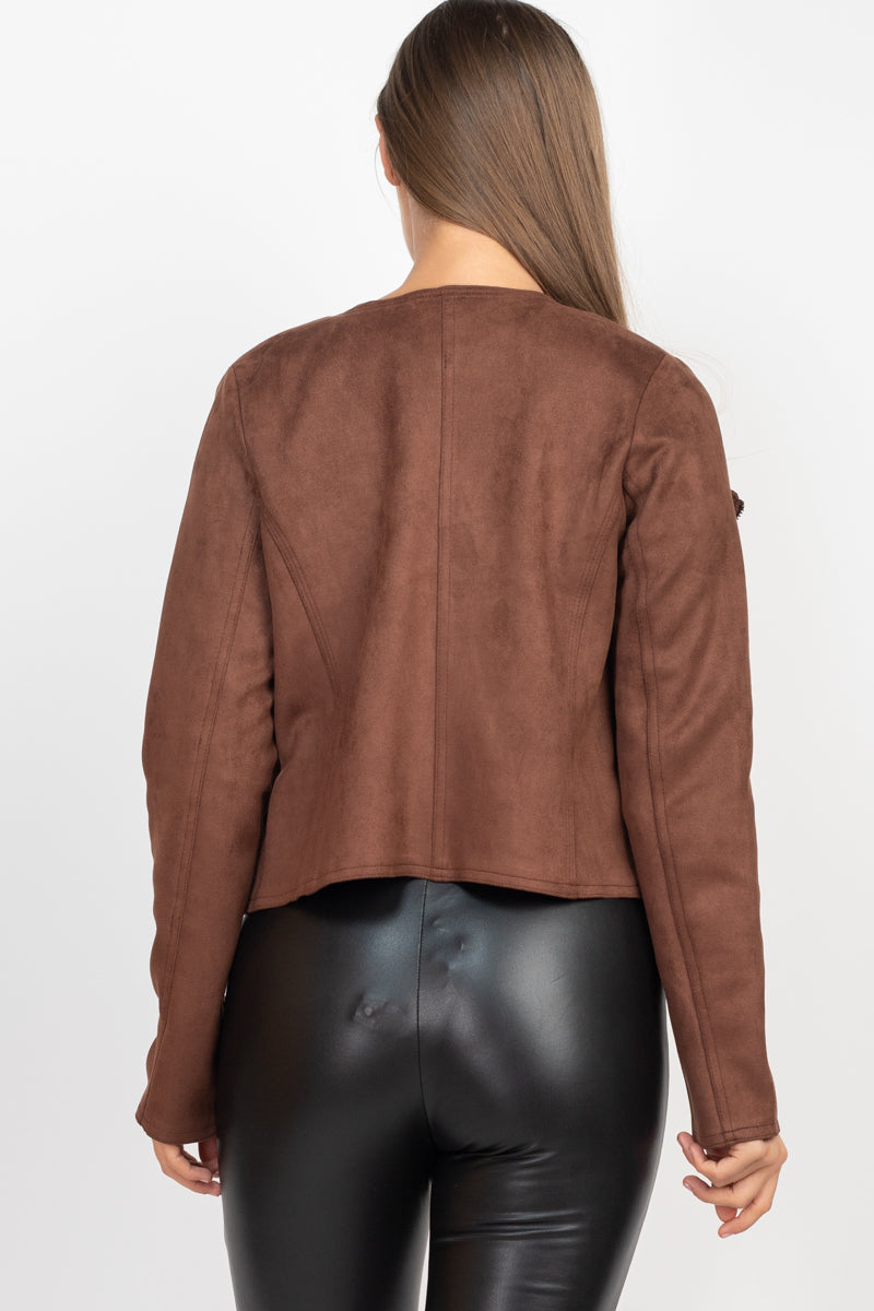 fz women's cropped suede jacket