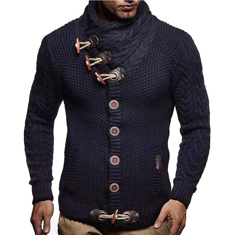 FZ men's knitted jacket turtleneck button sweater - FZwear
