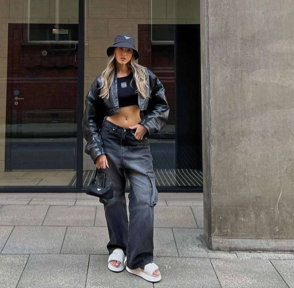 FZ Women's Retro Multi Pocket Straight Leg Denim Pants - FZwear