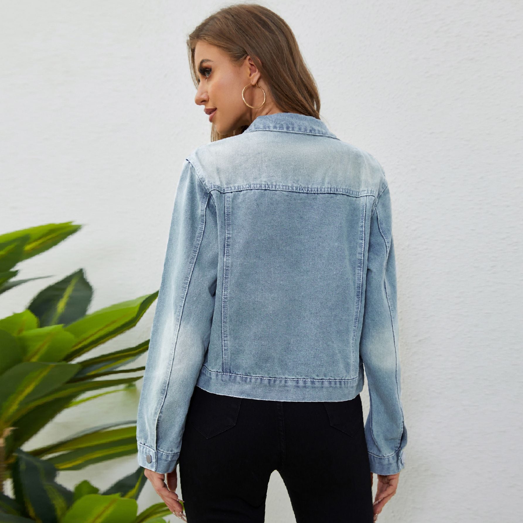 women cowboy coat vintage short denim jacket top