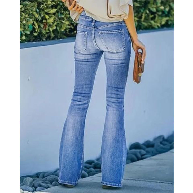 FZ Women's Retro Slimming High Waist Washed Denim Pants - FZwear