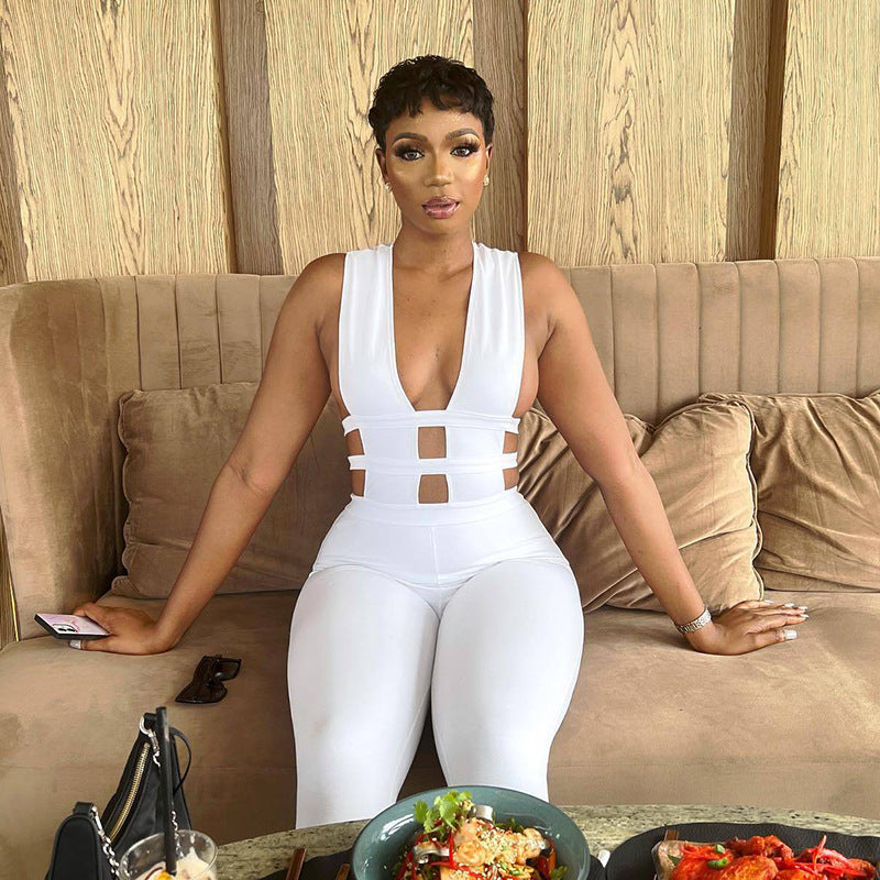 FZ Women's Cutout out High Waist Slimming Hip Raise Casual Jumpsuit - FZwear