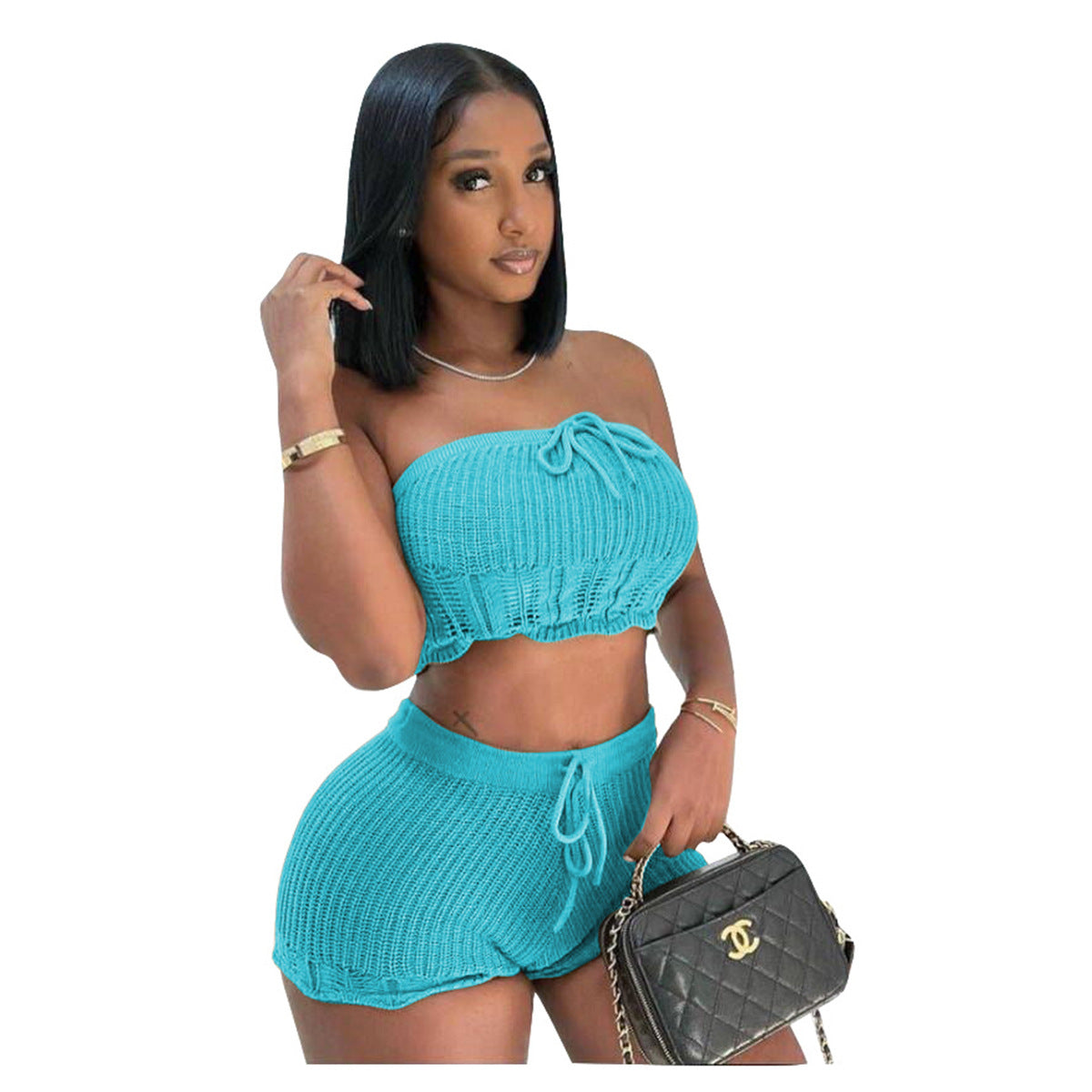 FZ Women Knitted Shorts Two Piece Suit - FZwear