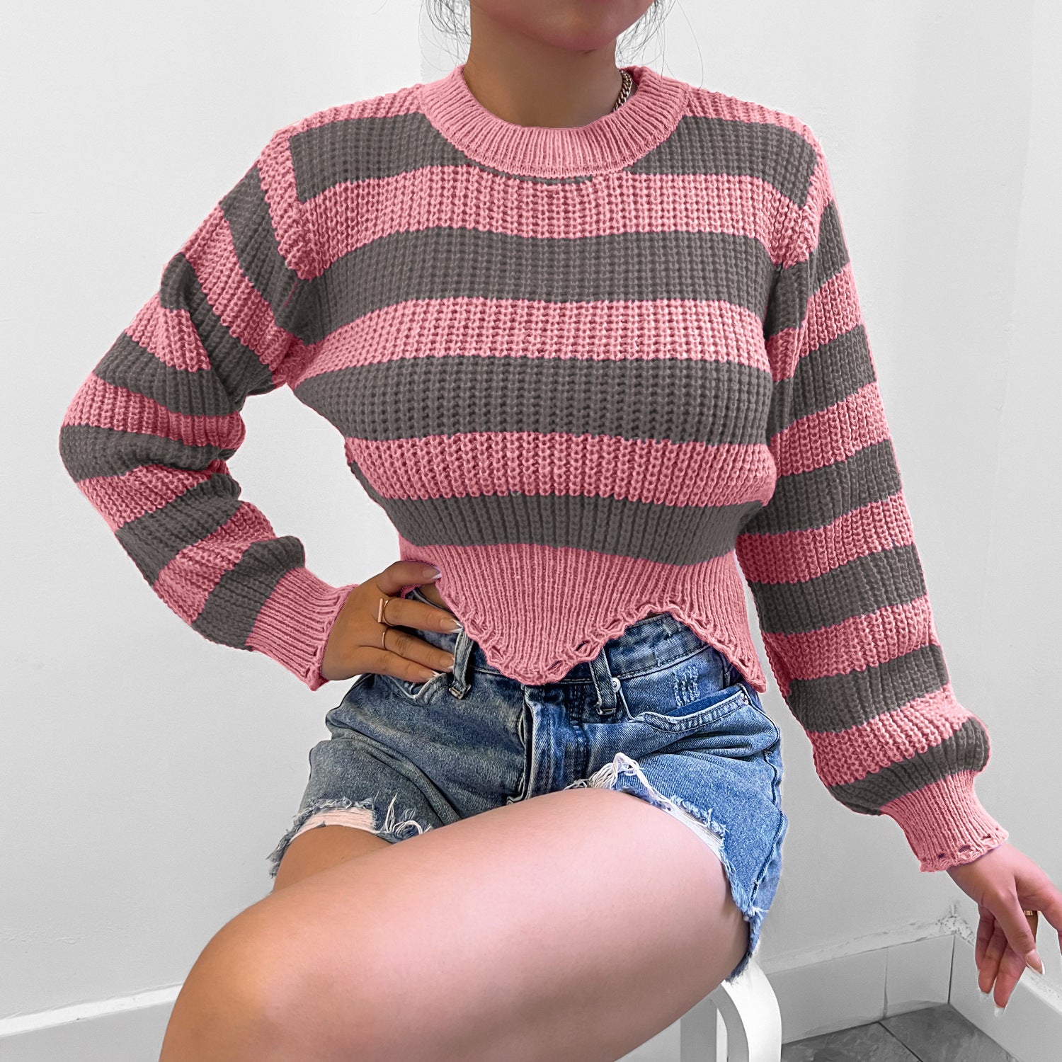 FZ Women's Independent Site Color Knitwear Sweater Top - FZwear