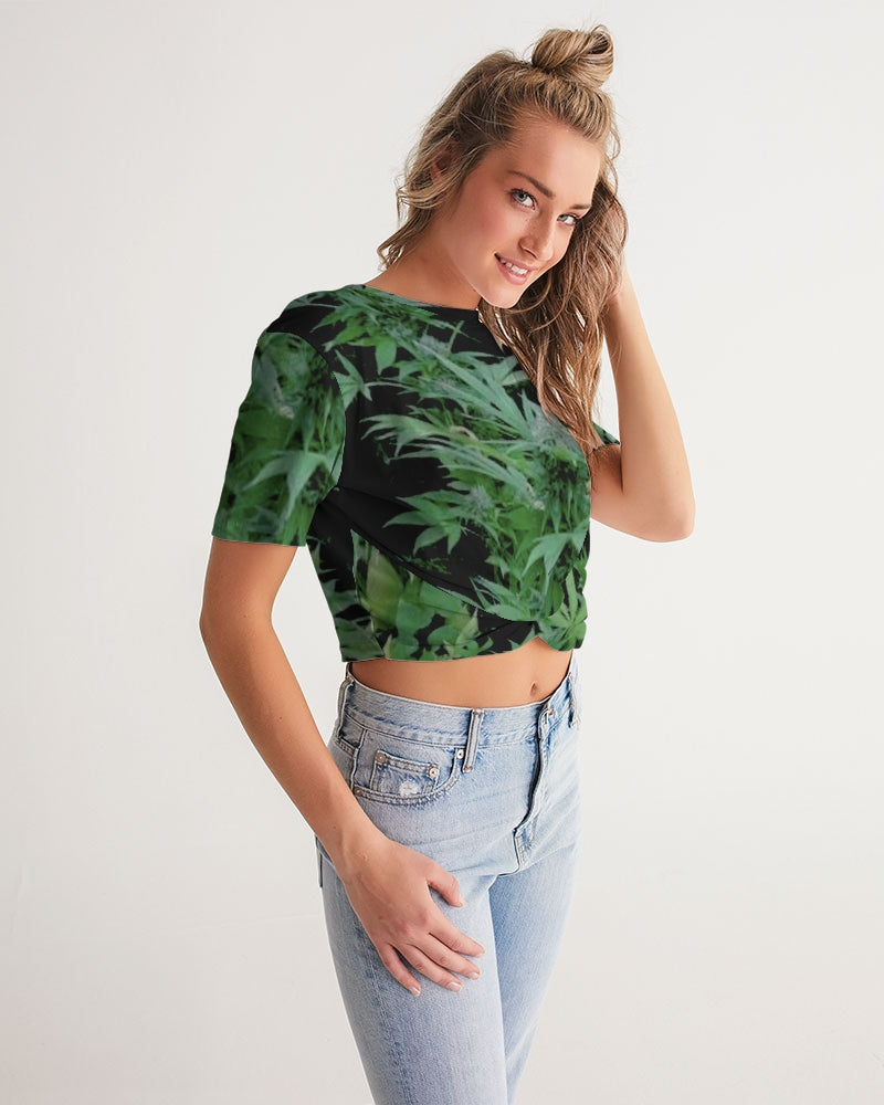 the bud - darker shade women's twist-front cropped tee