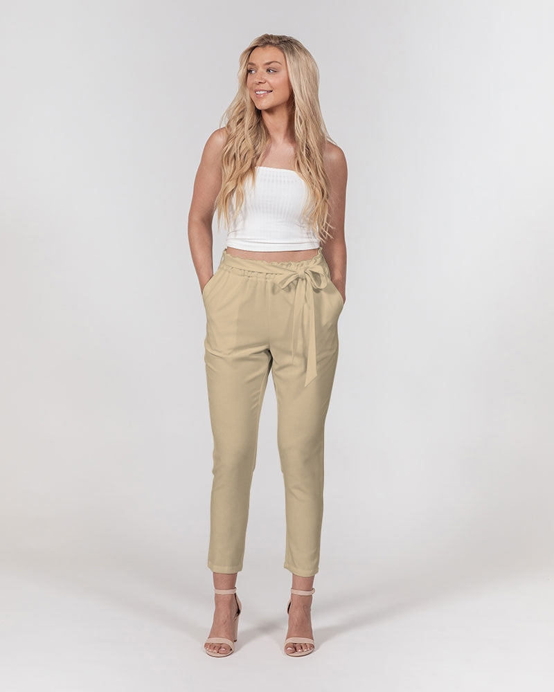 the beige zone women's belted tapered pants