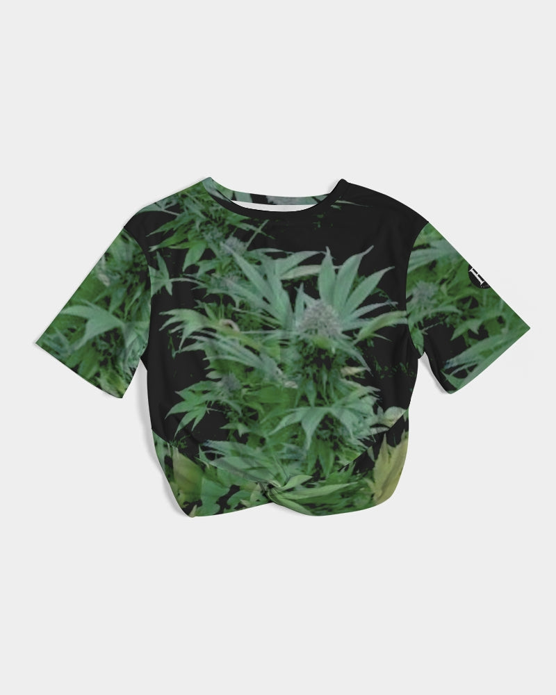 the bud - darker shade women's twist-front cropped tee