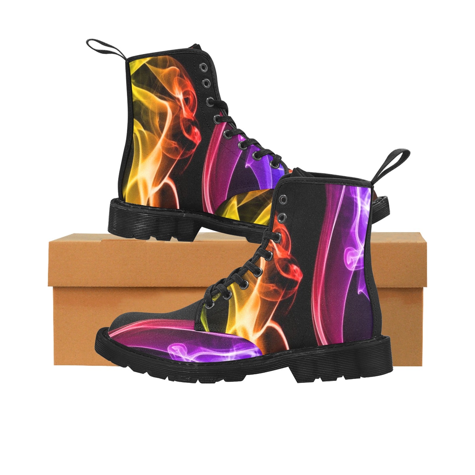 fz women's boot women's lace up canvas boots (model1203h)(black)