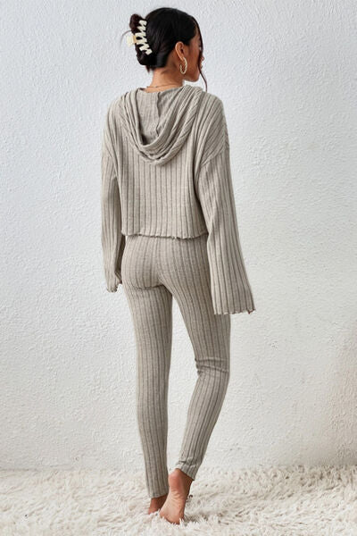 FZ Women's Lettuce Hem Sweater Hooded Pants Suit - FZwear