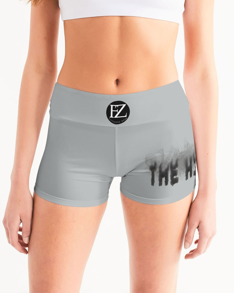 flying grey women's mid-rise yoga shorts