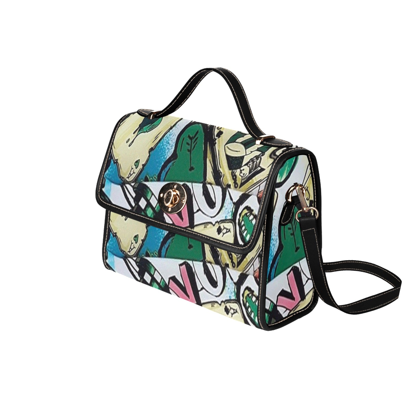 fz card handbag all over print canvas bag (model 1641)(black)