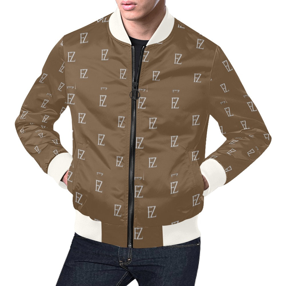 fz men's designer jacket-brown men's all over print casual jacket (model h19)