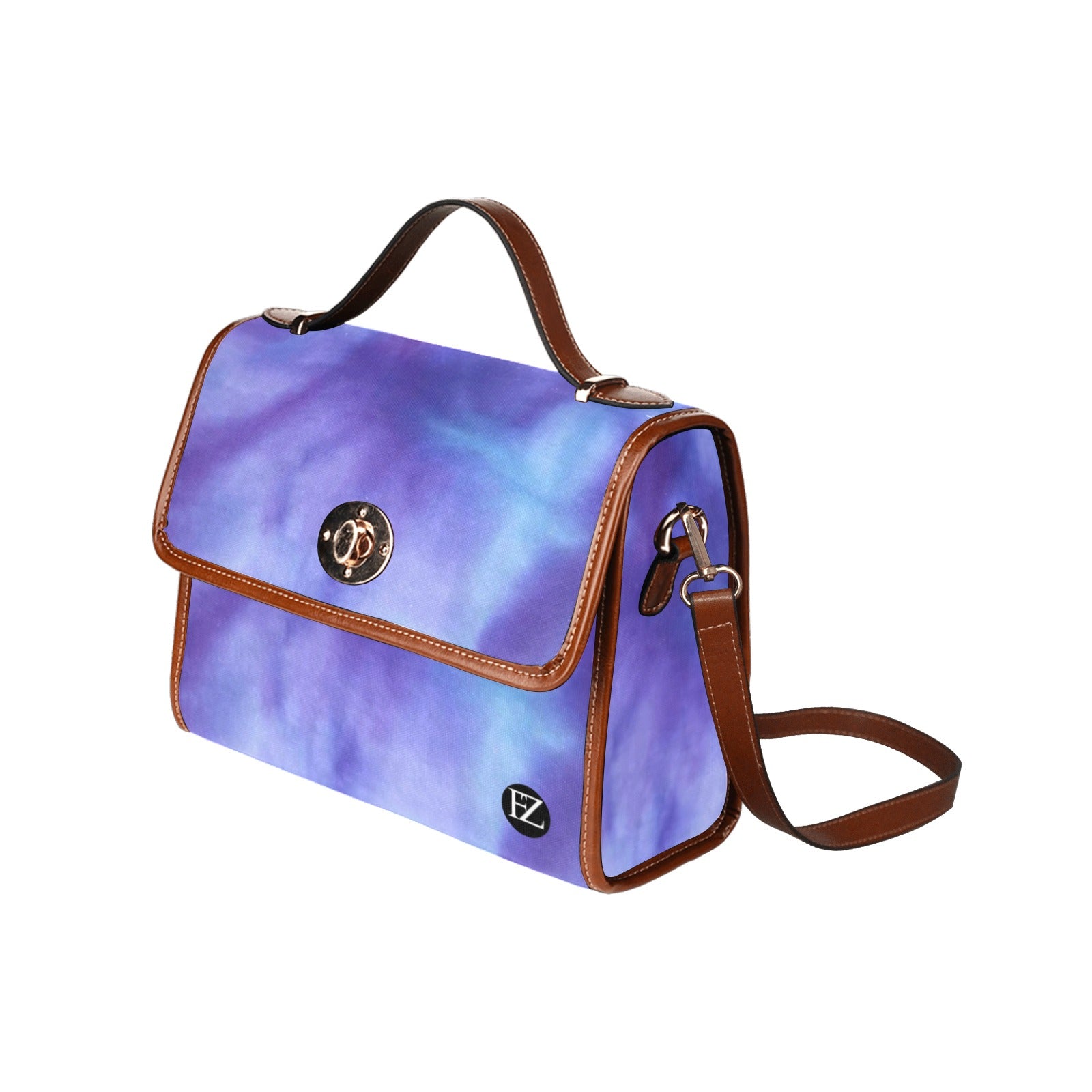 fz original handbag - dye all over print waterproof canvas bag(model1641)(brown strap)