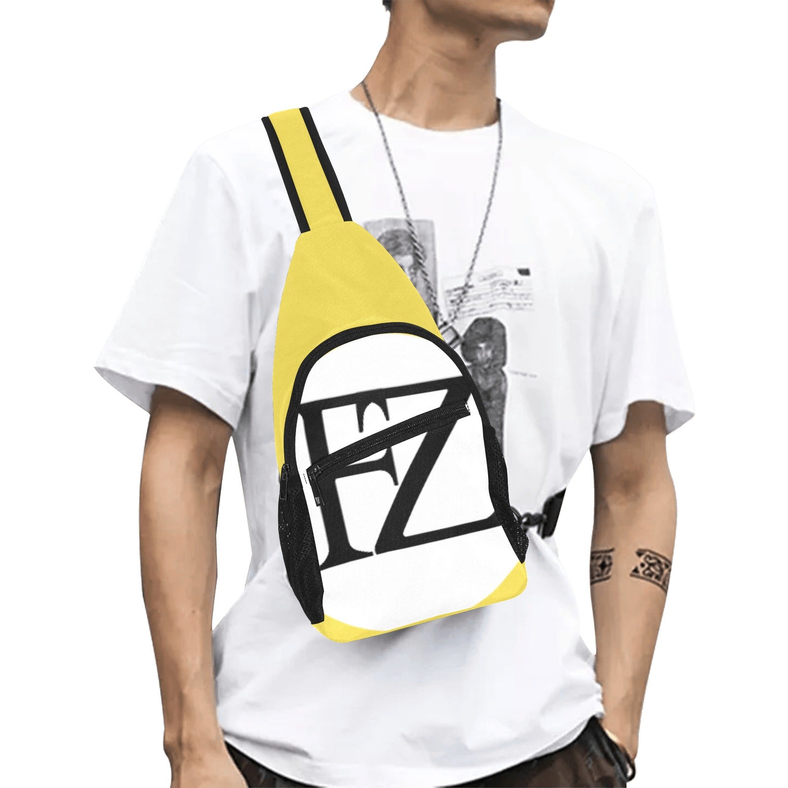 fz men's chest bag too one size / fz men's chest bag - yellow all over print chest bag(model1719)