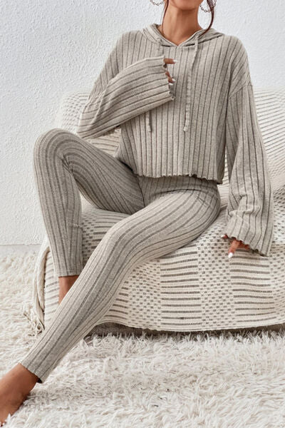 FZ Women's Lettuce Hem Sweater Hooded Pants Suit - FZwear