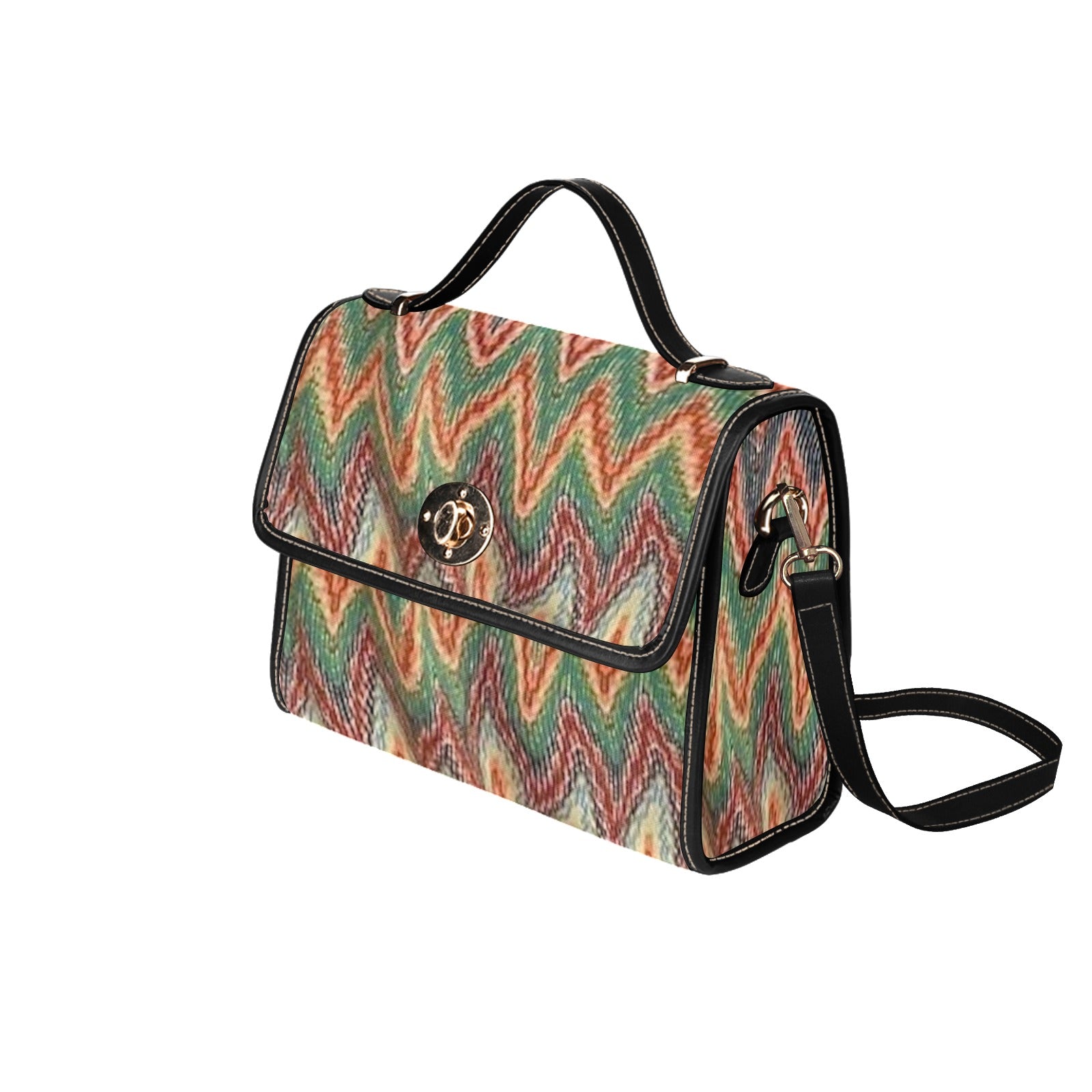 fz wave print handbag all over print canvas bag (model 1641)(black)