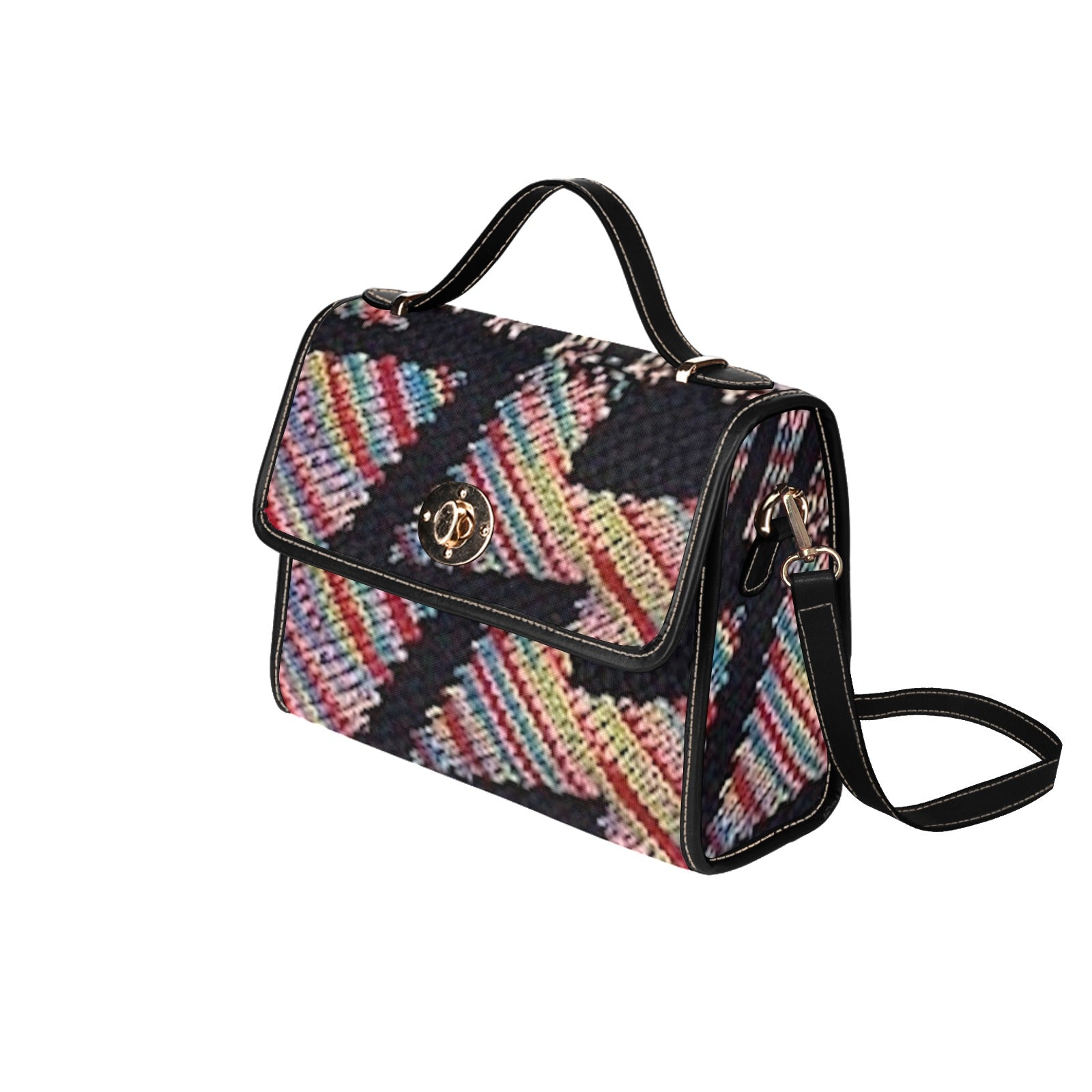 fz hippy handbag all over print canvas bag (model 1641)(black)