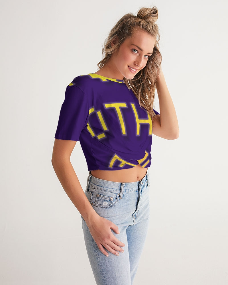 purple flite women's twist-front cropped tee