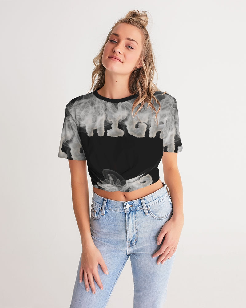high grade women's twist-front cropped tee