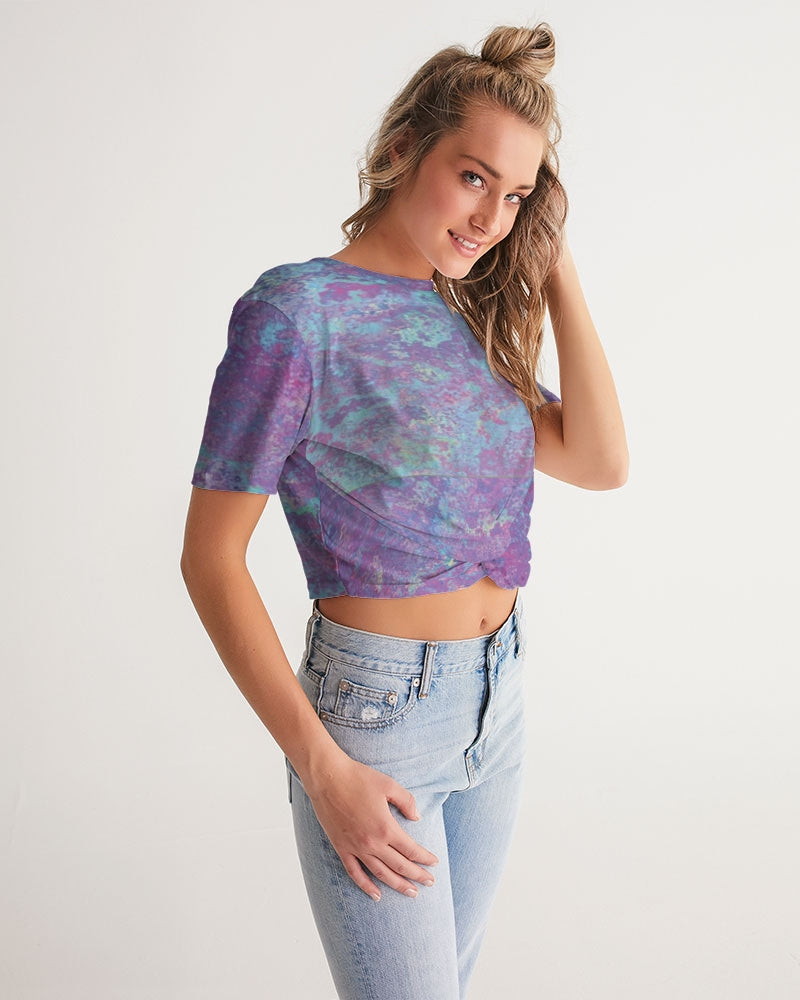 fz wash women's twist-front cropped tee