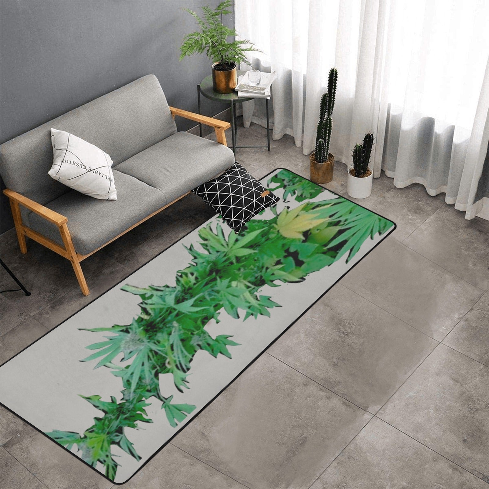 fz bud area rug one size / fz rug - grey area rug with black binding 10'x3'3''