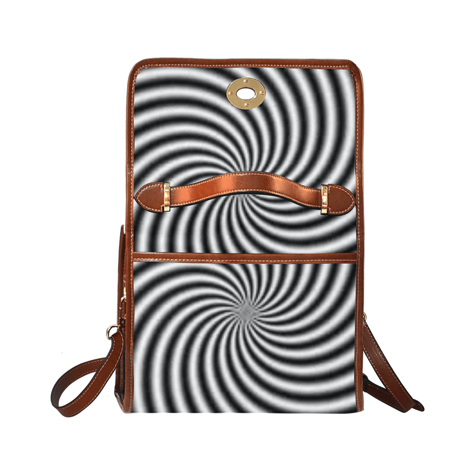 fz women's abstract hand bag all over print waterproof canvas bag(model1641)(brown strap)