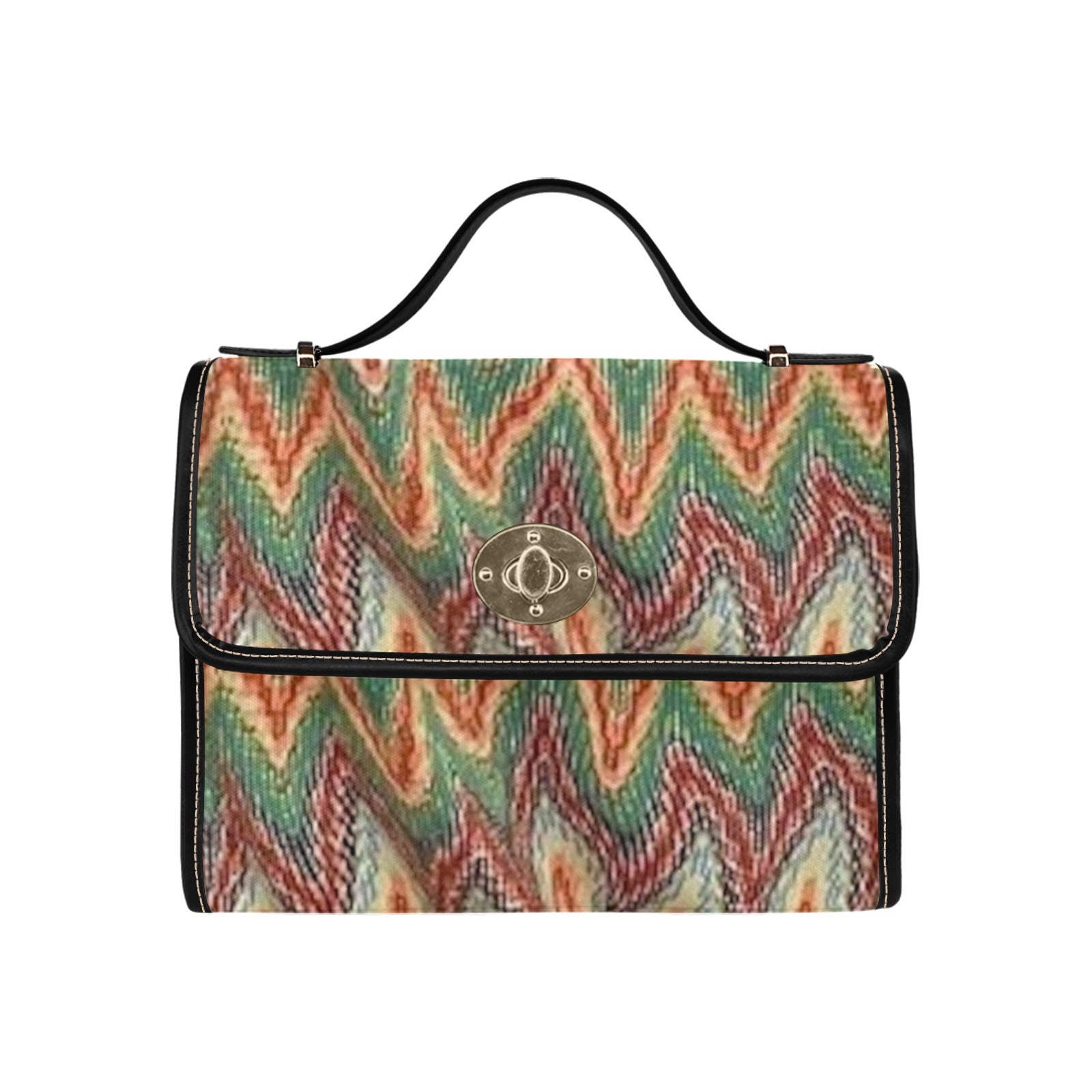 fz wave print handbag all over print canvas bag (model 1641)(black)