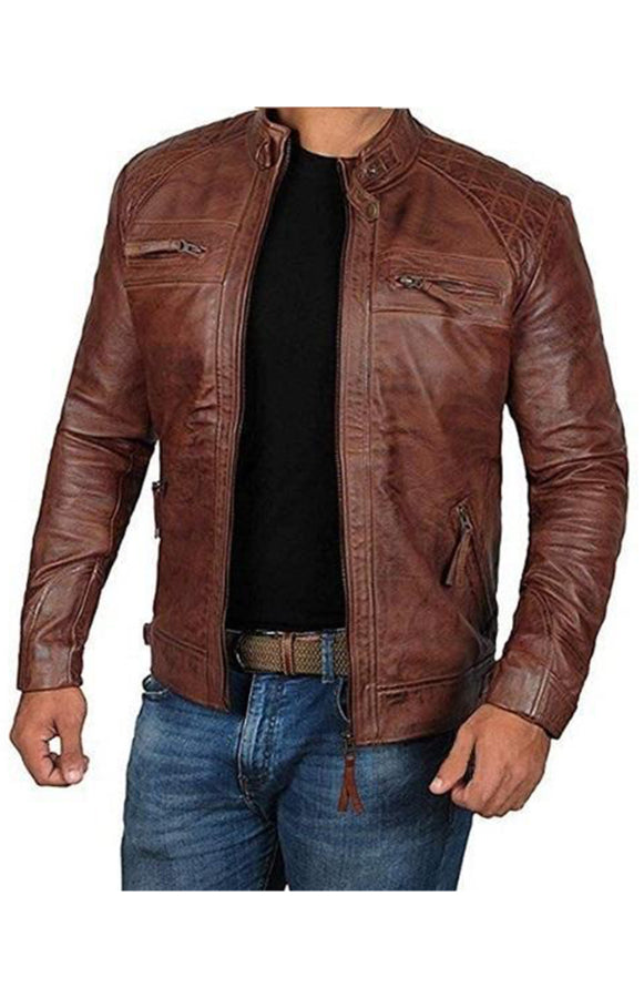 fz men's fashion classic leather jacket
