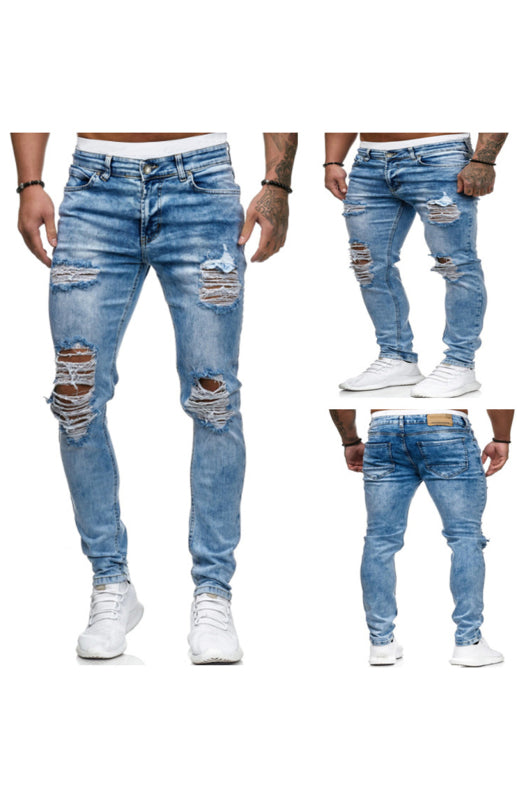 fz men's fashion frayed slim fit denim pants