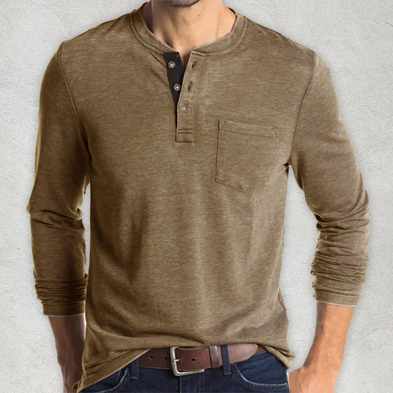 men's long-sleeved t-shirt foreign trade t-shirt solid color bottoming shirt