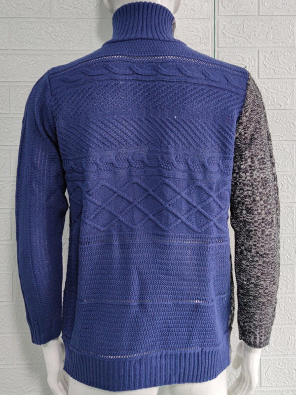 FZ Men's high -necked buckle long -sleeved knit sweater shirt - FZwear