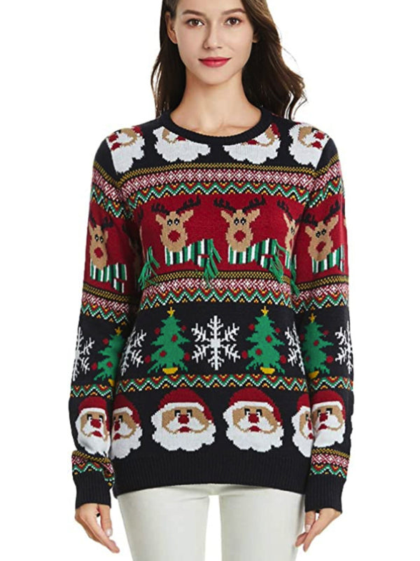 women's christmas crew neck long sleeve sweater