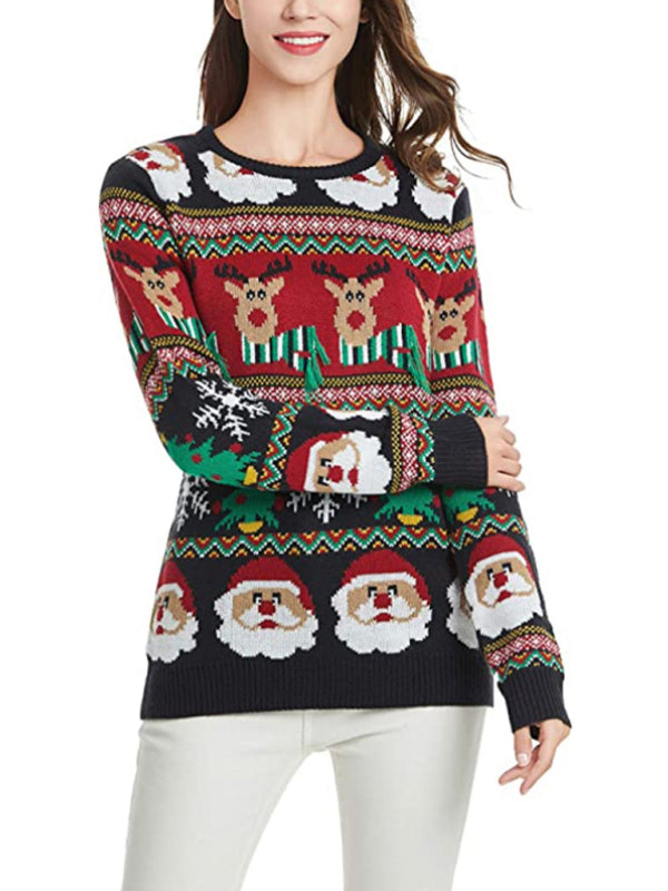 women's christmas crew neck long sleeve sweater