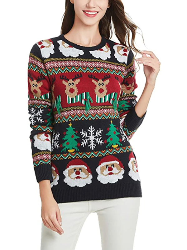 women's christmas crew neck long sleeve sweater