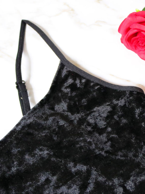 sexy velvet v-neck underwear two-piece set sexy lingerie homewear set