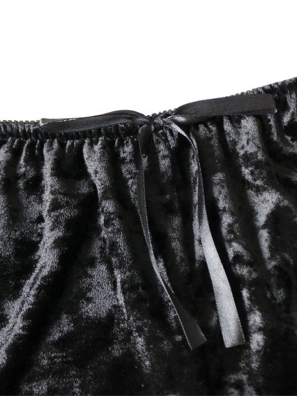 sexy velvet v-neck underwear two-piece set sexy lingerie homewear set