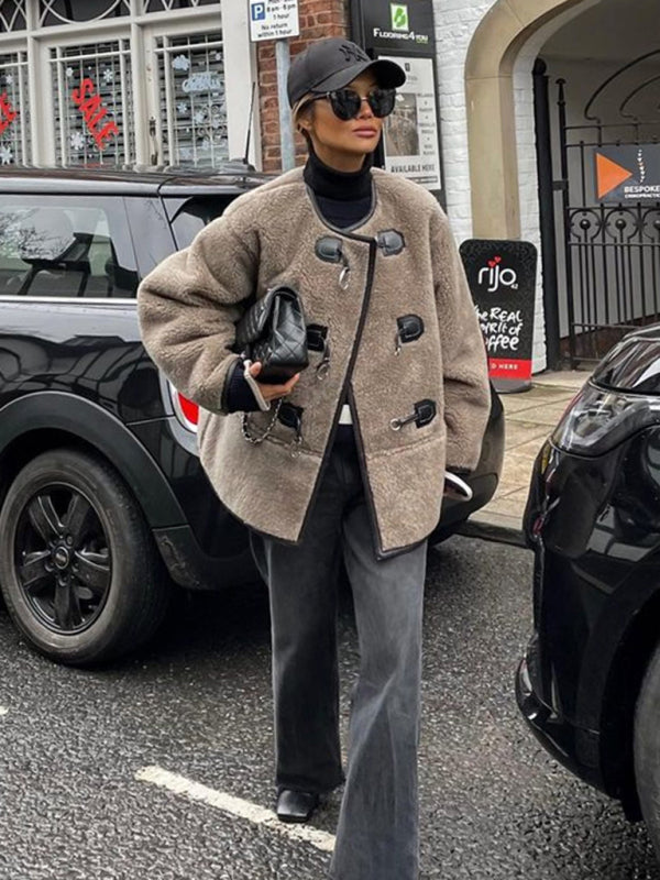 FZ Women's Cashmere Metal Lock Design Cardigan Jacket - FZwear