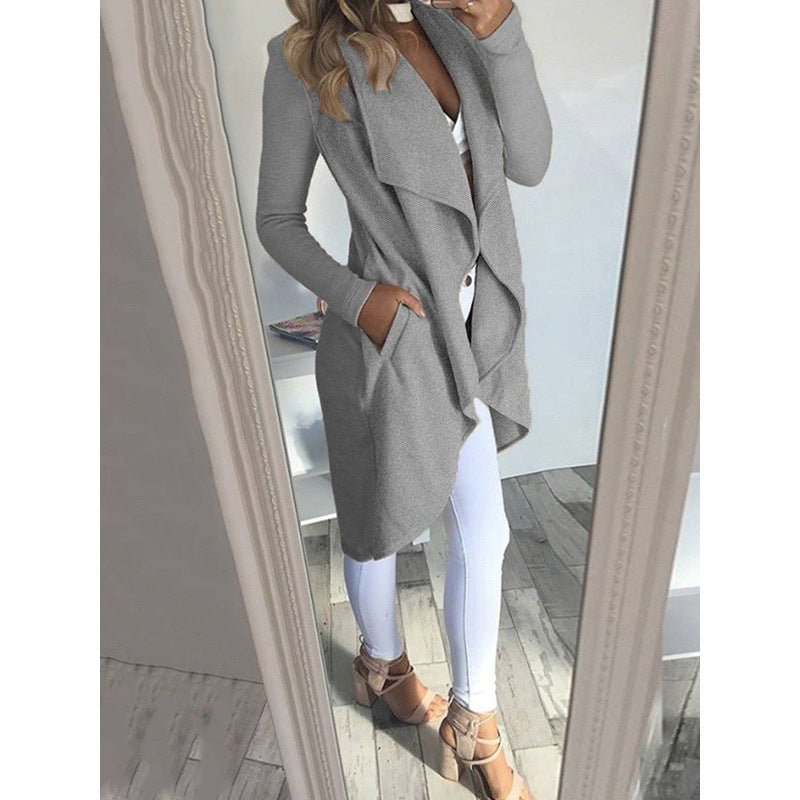 women's solid color slim fit lapel jacket