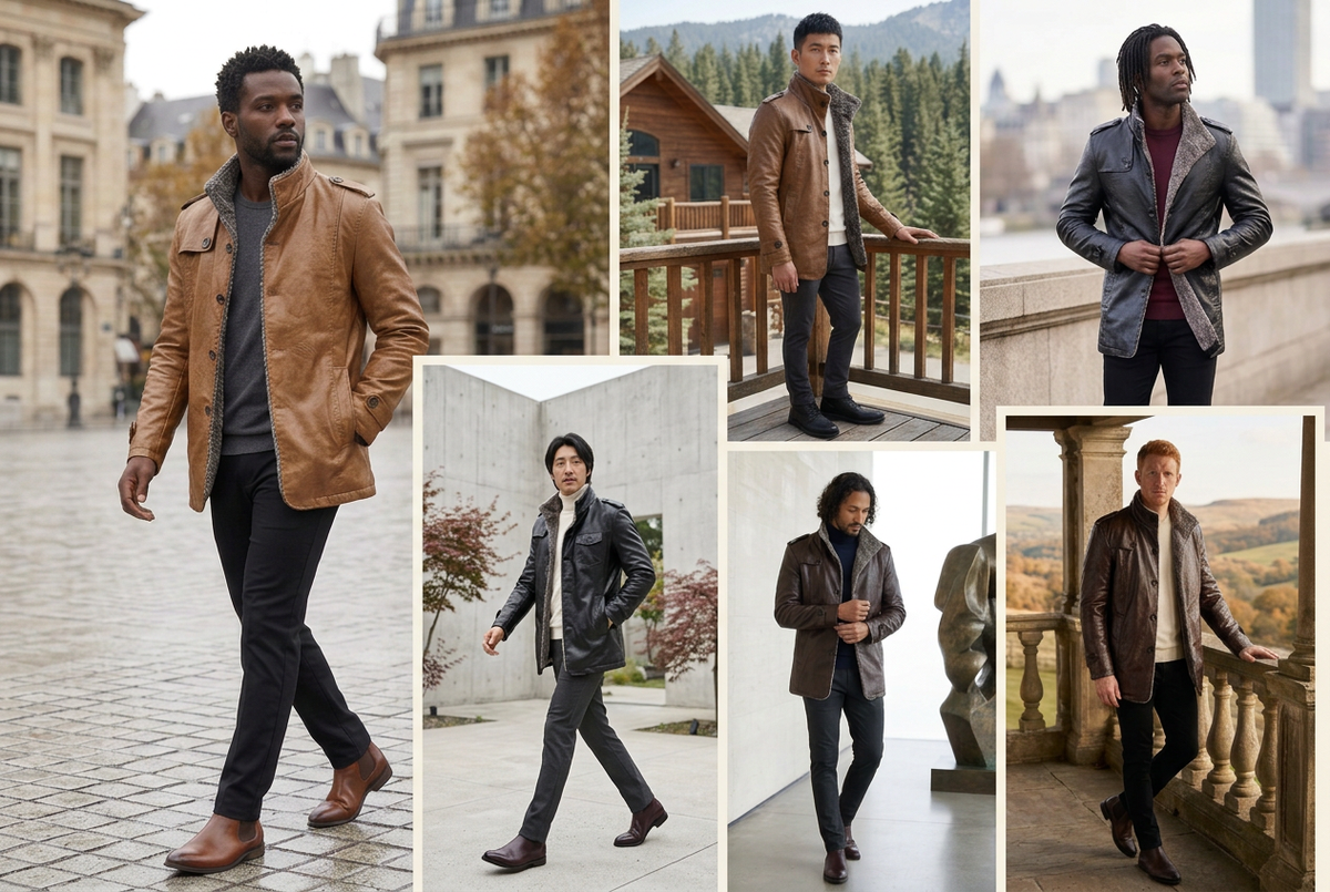 A Sharper Cold-Weather Look: FZ Men's Fleece-Lined PU Leather Jacket