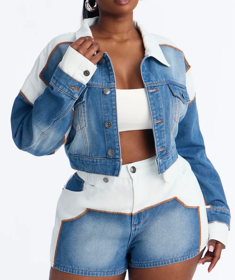 FZ Women's Layered Denim Shorts Suit
