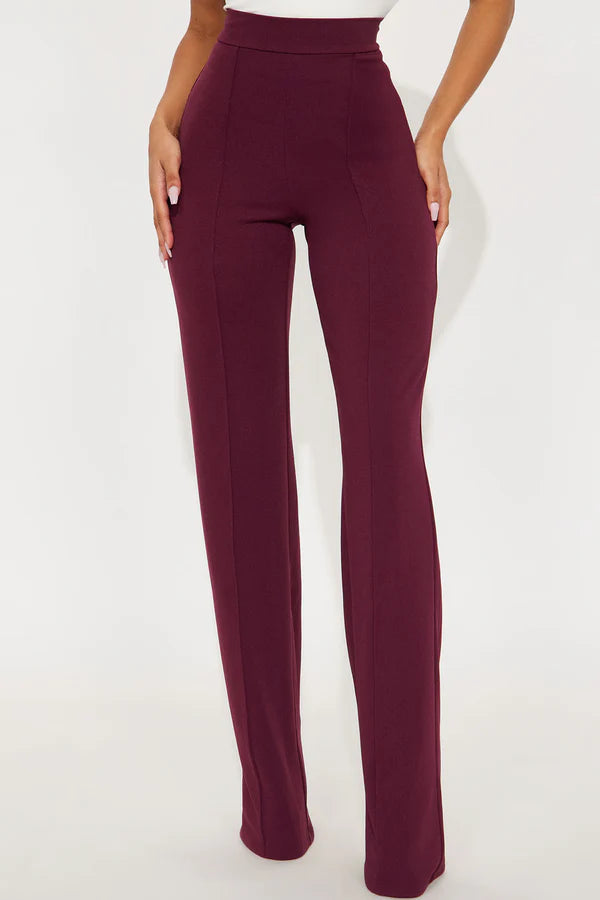 FZ Women's Solid Color Casual Elegant Straight Leg Pants