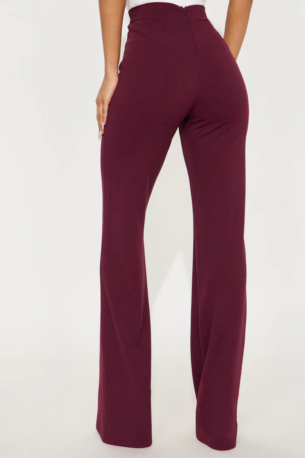 FZ Women's Solid Color Casual Elegant Straight Leg Pants