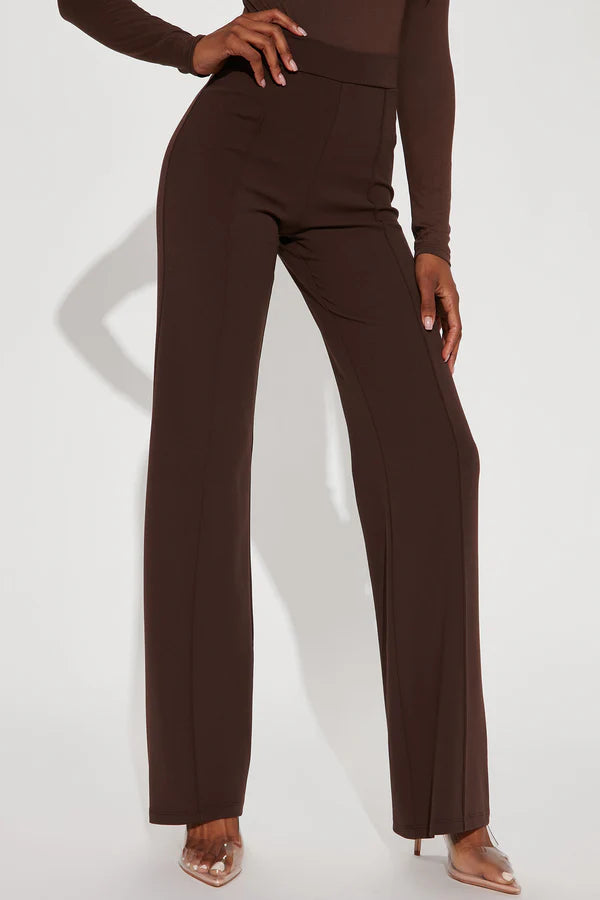 FZ Women's Solid Color Casual Elegant Straight Leg Pants